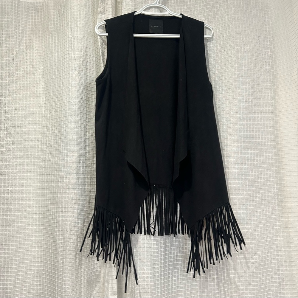 Dynamite Black Vest with Fringe - Picture 2 of 6